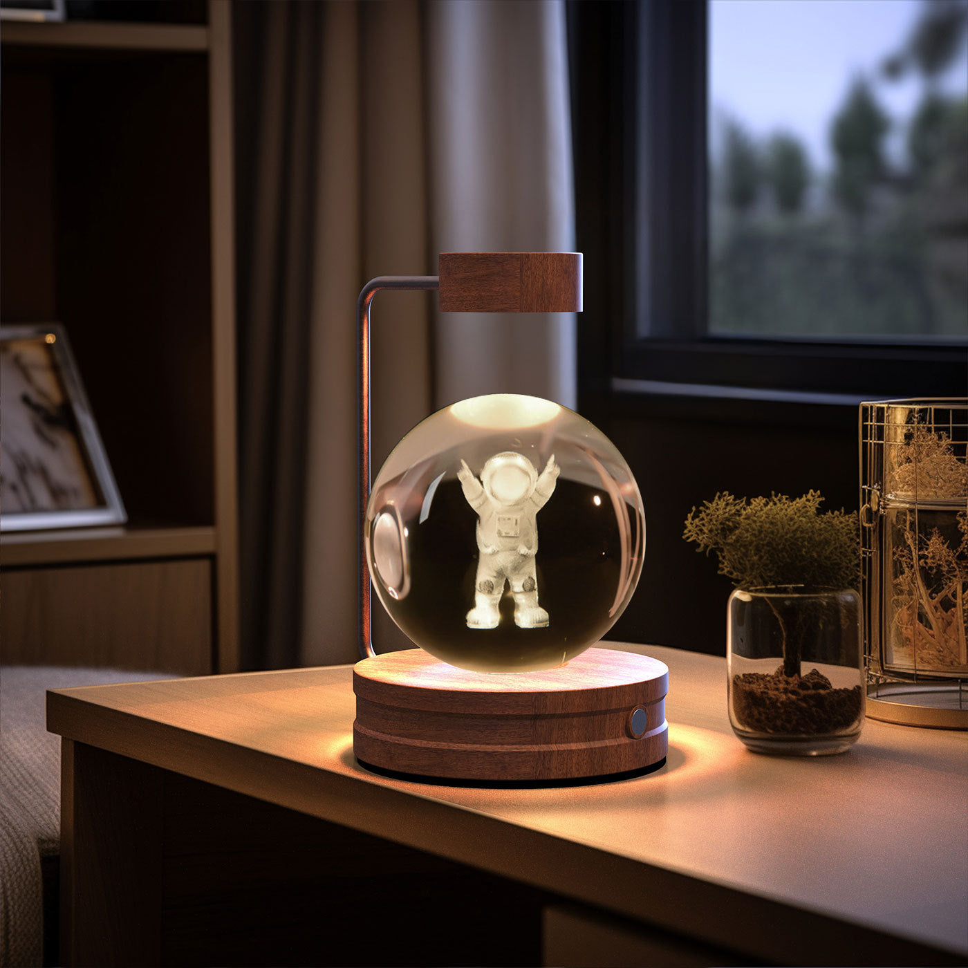 Crystal Ball Cosmic Indoor Night Light USB Power Warm Bedside Light Birthday Gift Night Lamp