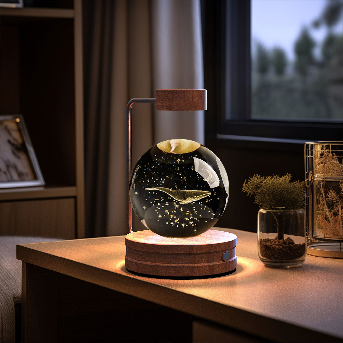 Crystal Ball Cosmic Indoor Night Light USB Power Warm Bedside Light Birthday Gift Night Lamp