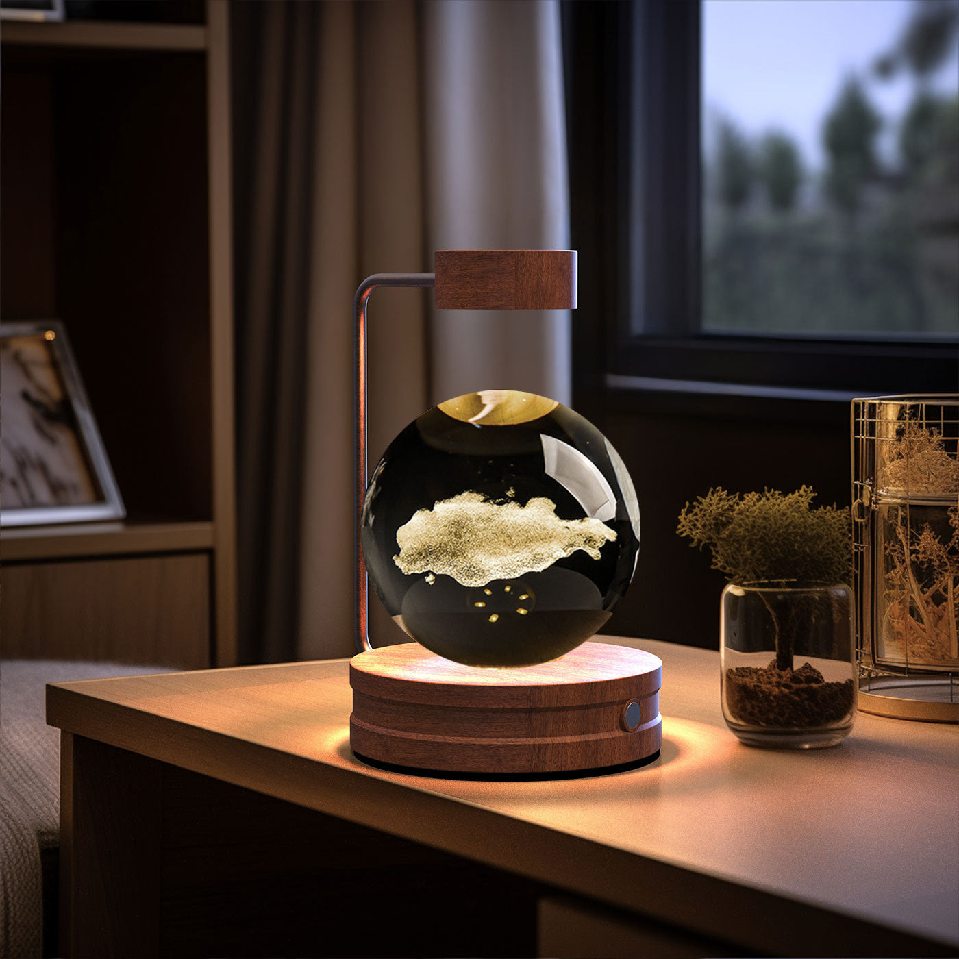 Crystal Ball Cosmic Indoor Night Light USB Power Warm Bedside Light Birthday Gift Night Lamp