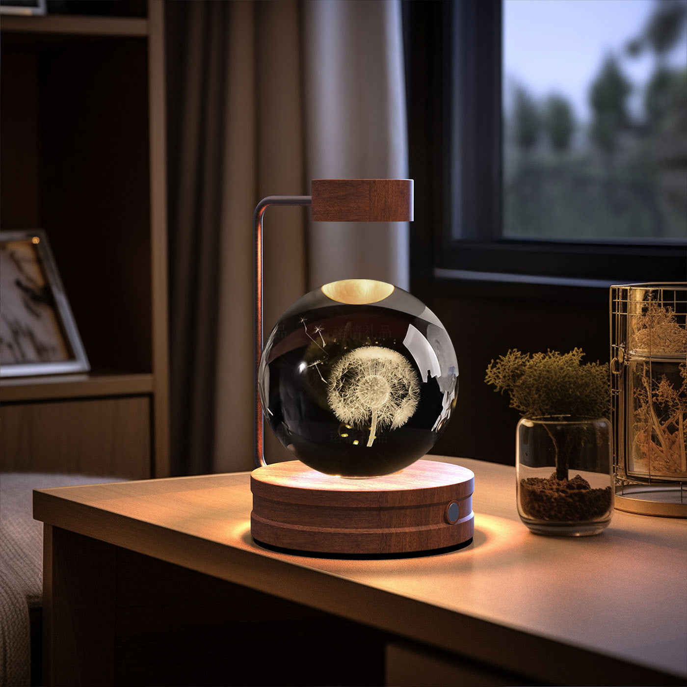 Crystal Ball Cosmic Indoor Night Light USB Power Warm Bedside Light Birthday Gift Night Lamp