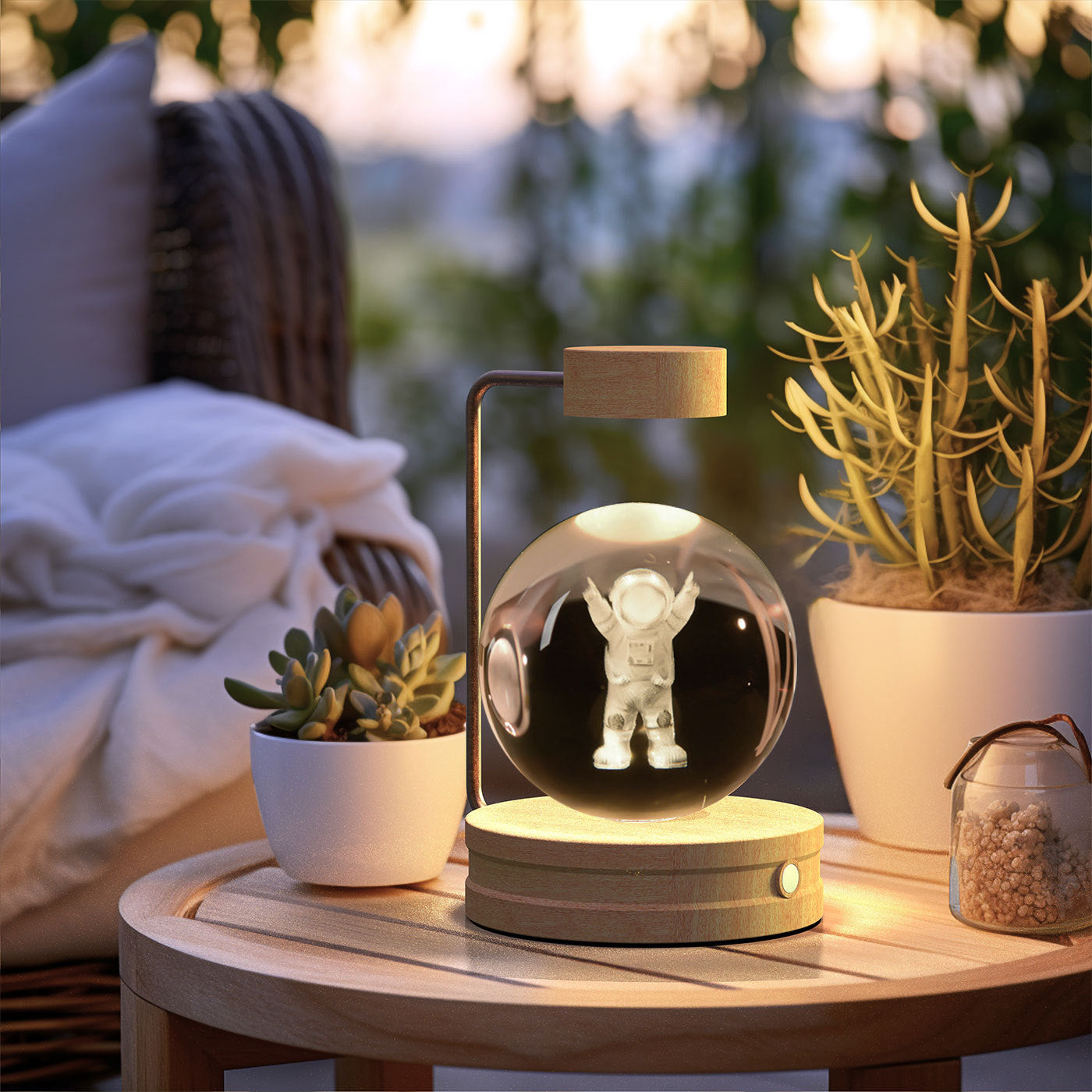 Crystal Ball Cosmic Indoor Night Light USB Power Warm Bedside Light Birthday Gift Night Lamp