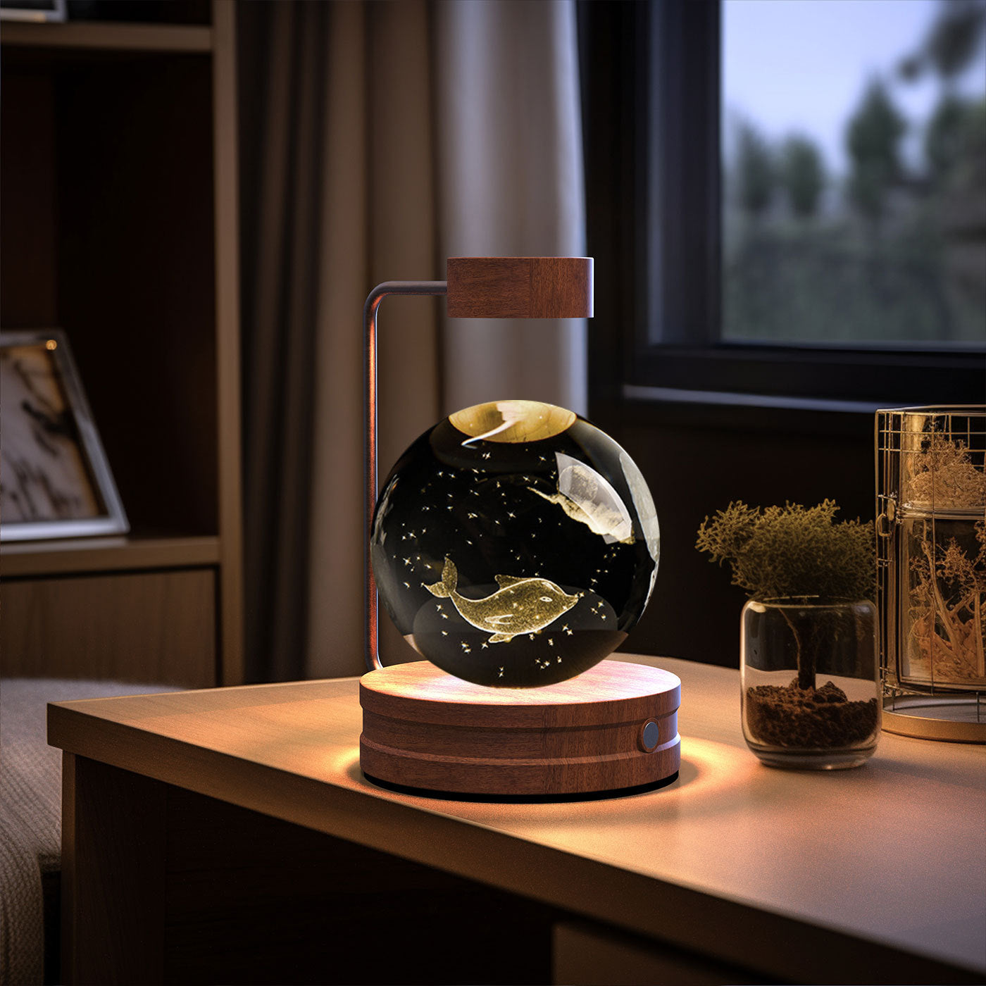 Crystal Ball Cosmic Indoor Night Light USB Power Warm Bedside Light Birthday Gift Night Lamp
