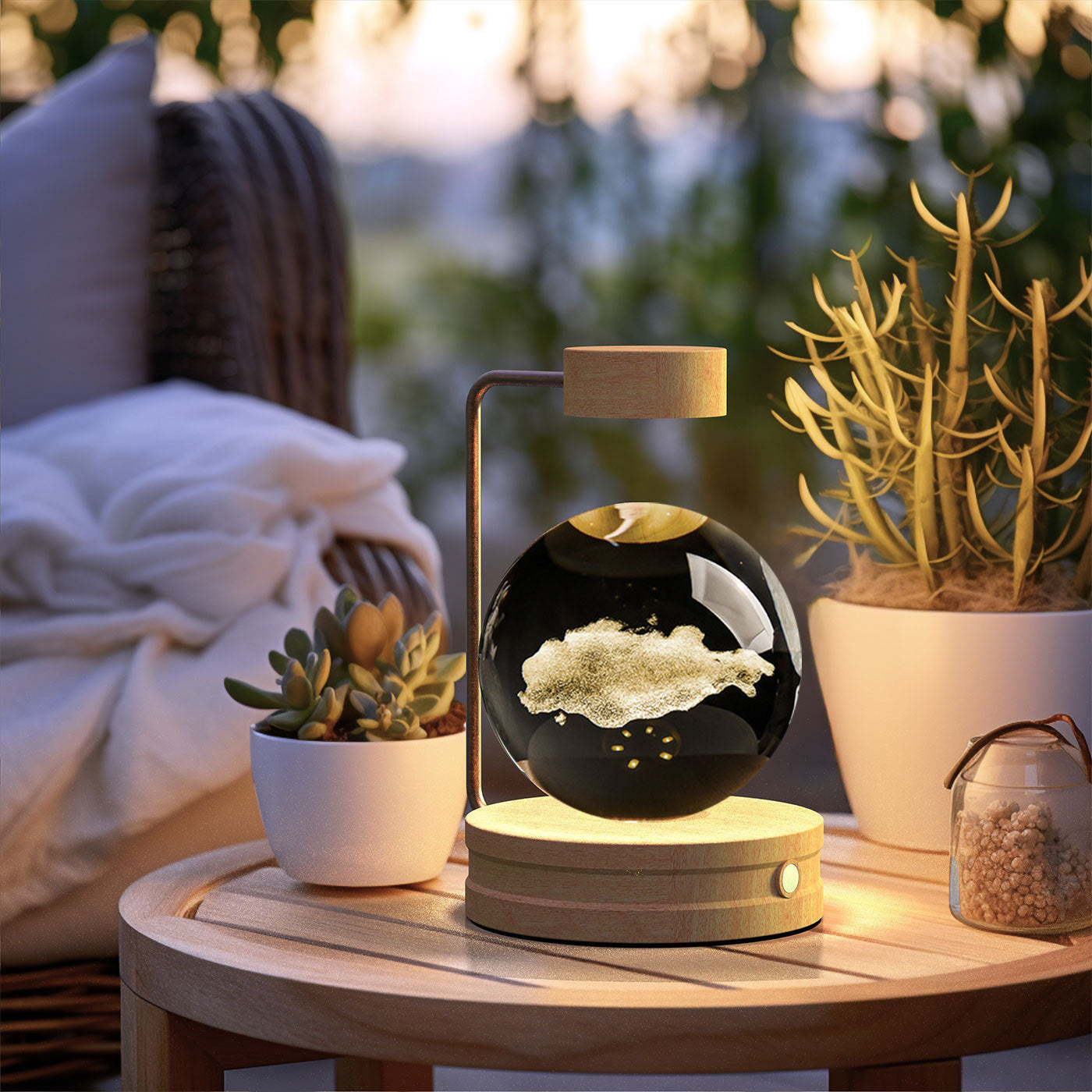 Crystal Ball Cosmic Indoor Night Light USB Power Warm Bedside Light Birthday Gift Night Lamp