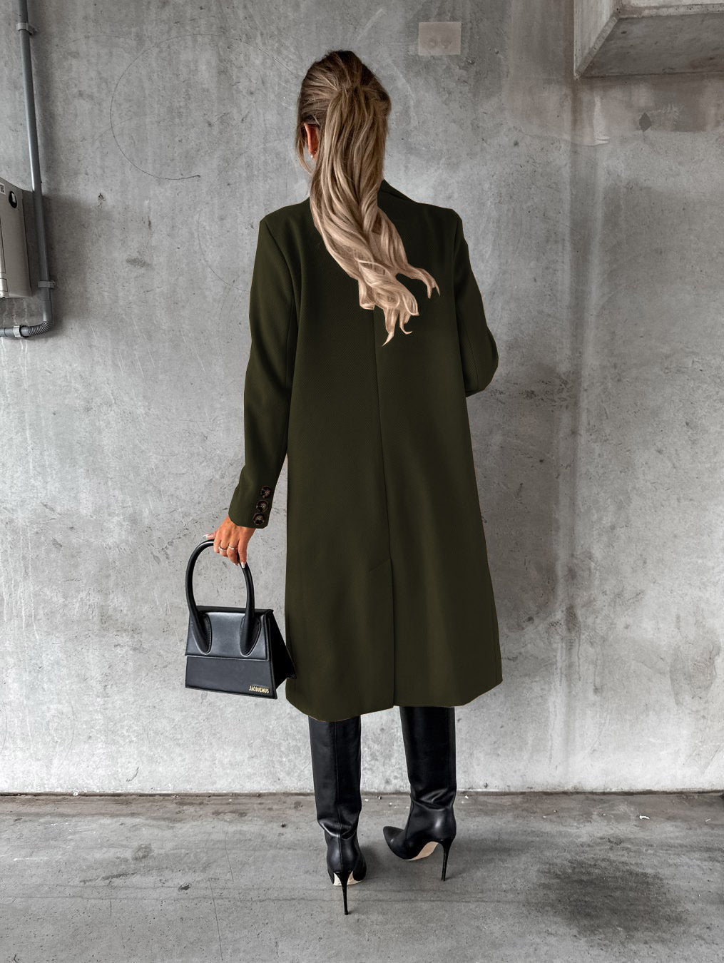 Double Breasted Lapel Coat Winter Fashion Solid Slim Long Jacket Long Sleeve Tops Women Clothing