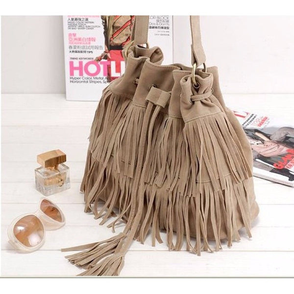 Summer Fringe Boho Bucket Bag-Bohemian Brunch